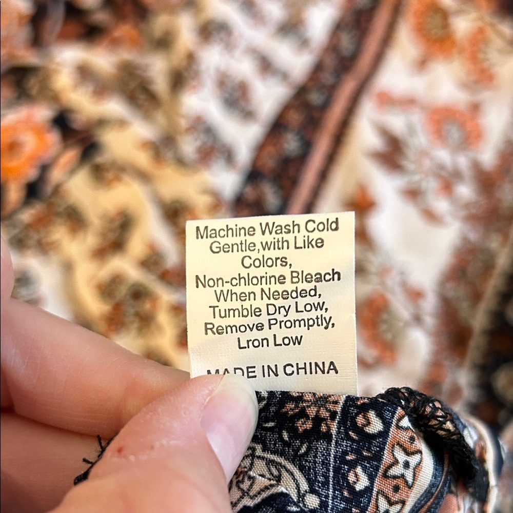 Chic Floral Maxi Dress - Black and Orange - Picture 5 of 5